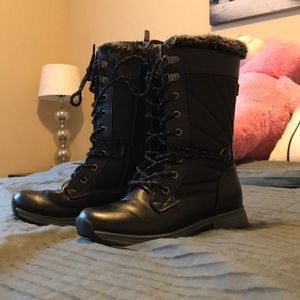 Sport black girls long winter boots